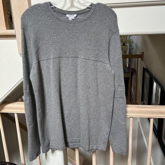 Helmut Lang Cashmere Cotton Blend Contrasting Stitch Crewneck Sweater in Gray M - Picture 3 of 9
